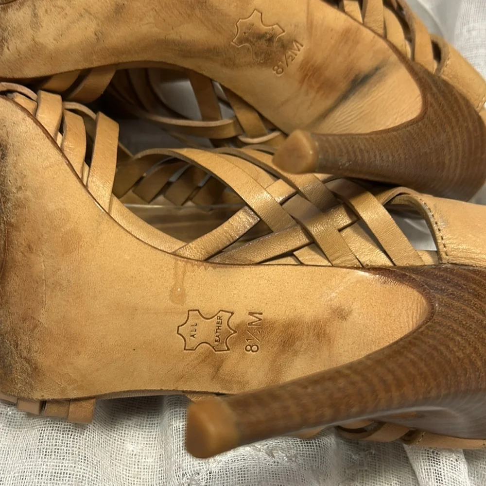 Tory Burch woven leather heels with leather sole